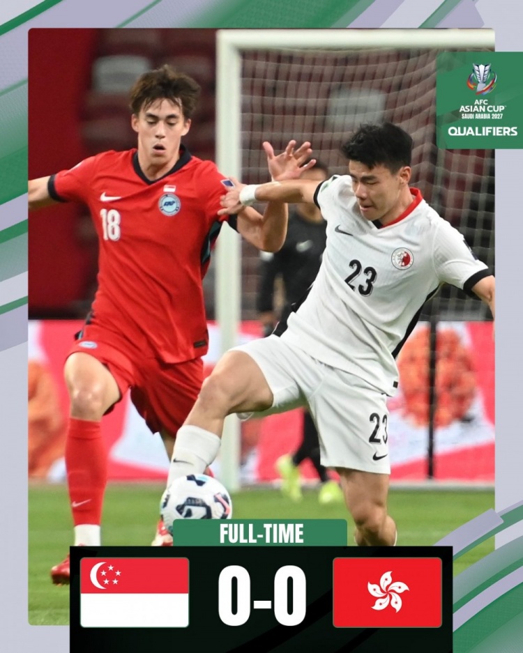 2027年亞預(yù)賽第三階段首輪，新加坡隊(duì)0-0戰(zhàn)平中國(guó)香港隊(duì)
